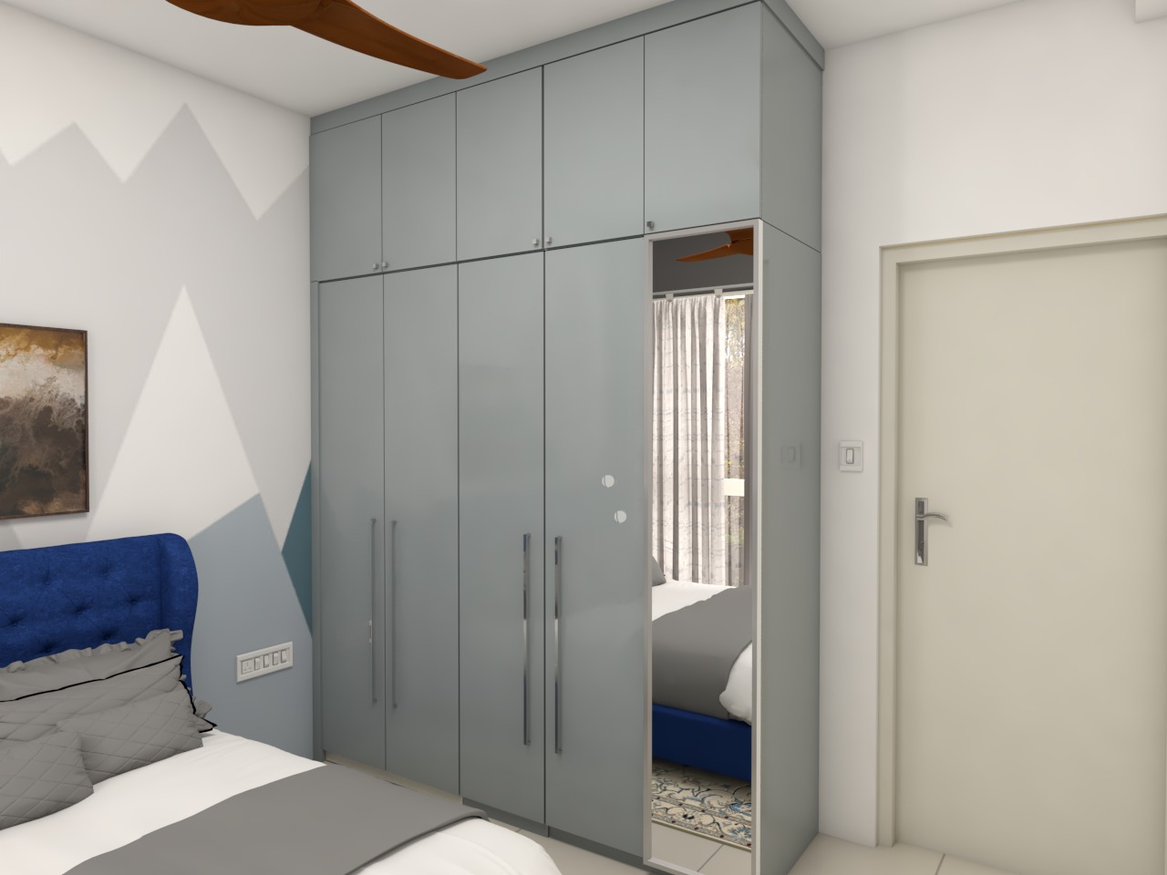 Elegant Wardrobe with Mirror - Bedroom by WeDote Interiors Bangalore